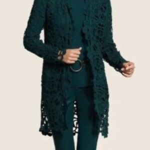 Chico's Teal Green Crochet Cardigan and Turtleneck
